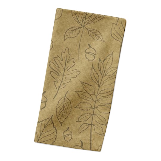 Mustard Yellow Leaf Pattern Cotton Twill Napkin